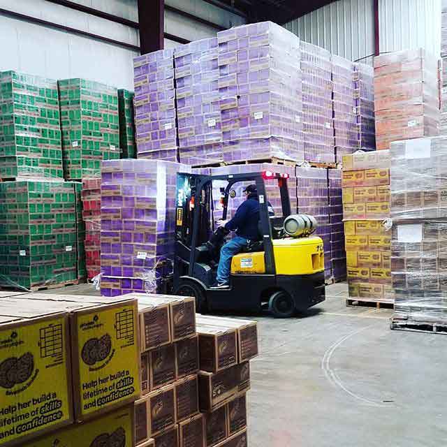 forklift piling package crates