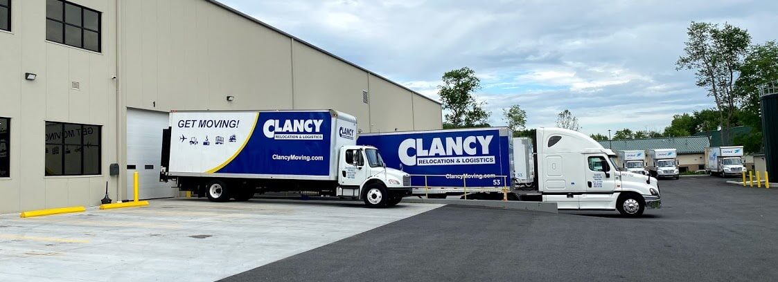 moving truck outside warehouse