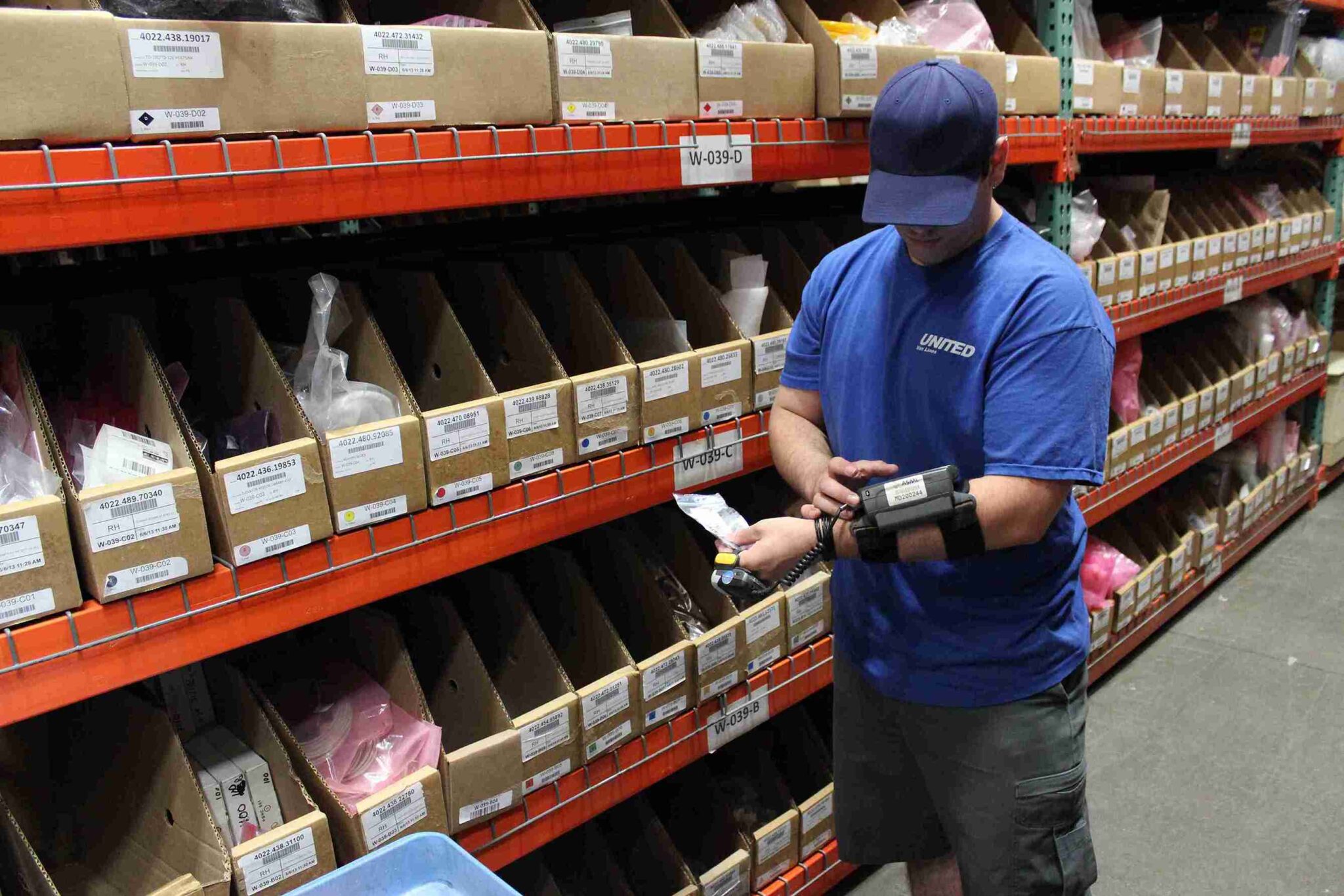 worker checking the inventory